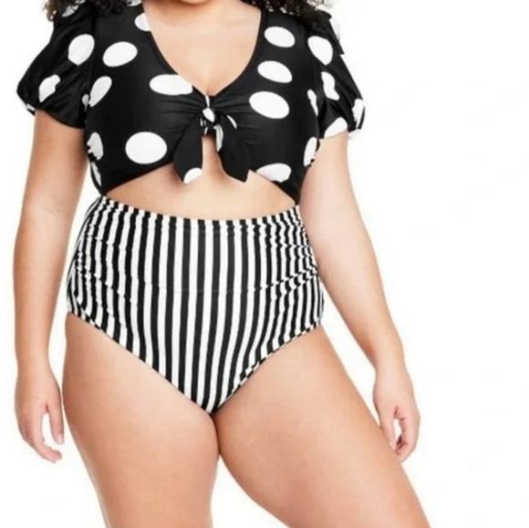 Tabitha Brown one piece Swim Suite Polkadot 3X - Picture 2 of 7
